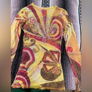 Early 2000s Go jeans Feur Dis Lis psychedelic tee
